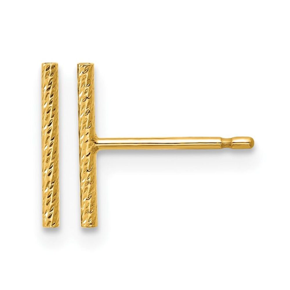 1/20 14K Gold Filled Diamond Cut Bar Post Earrings, 1.5 x 10mm